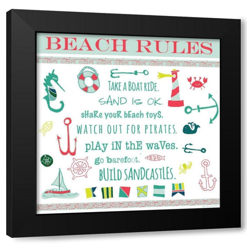 Beach Rules Ahoy Black Modern Wood Framed Art Print by Pamela J. Wingard