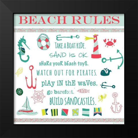 Beach Rules Ahoy Black Modern Wood Framed Art Print by Pamela J. Wingard