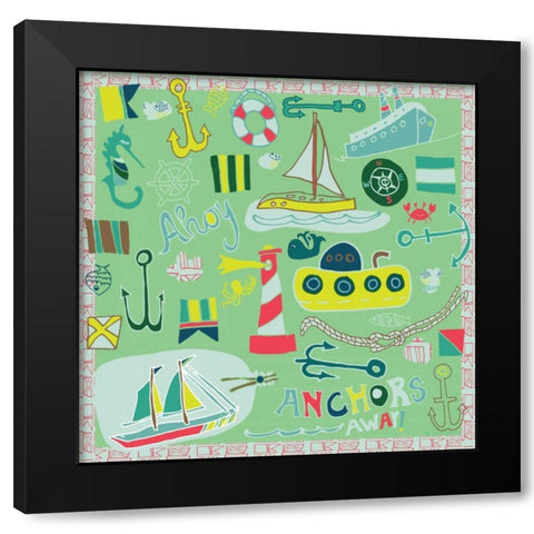 Ahoy Black Modern Wood Framed Art Print with Double Matting by Pamela J. Wingard