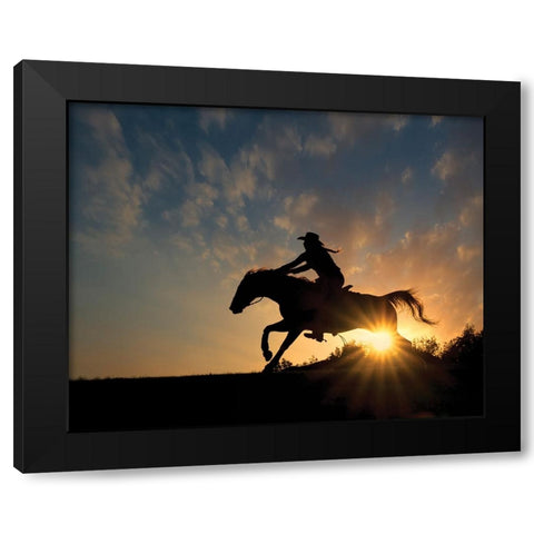 Lone Rider Black Modern Wood Framed Art Print with Double Matting by PBurchettPhoto