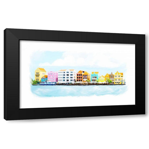Willemstad Curacao Skyline Black Modern Wood Framed Art Print by Murdock, Ramona