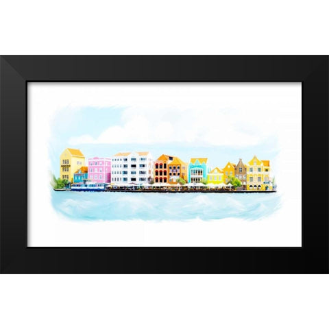 Willemstad Curacao Skyline Black Modern Wood Framed Art Print by Murdock, Ramona