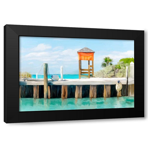 Half Moon Pier Black Modern Wood Framed Art Print by Murdock, Ramona