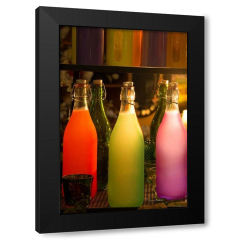 Colorful Bottles Black Modern Wood Framed Art Print by Murdock, Ramona