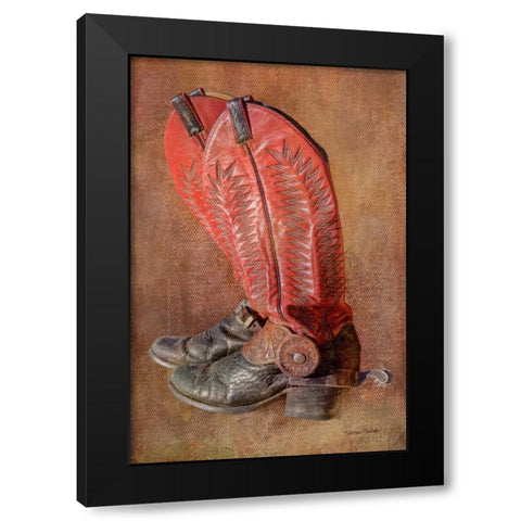 His Workin Boots Black Modern Wood Framed Art Print with Double Matting by Murdock, Ramona