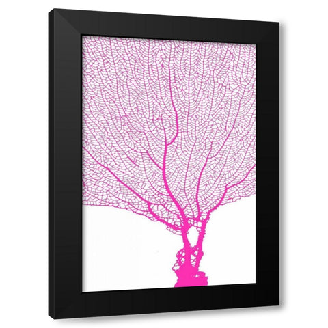 Coral Hot Pink Black Modern Wood Framed Art Print by Murdock, Ramona