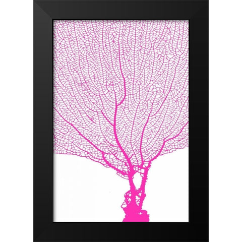 Coral Hot Pink Black Modern Wood Framed Art Print by Murdock, Ramona