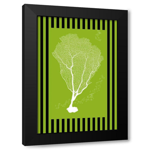 Cora Green Stripe Black Modern Wood Framed Art Print by Murdock, Ramona