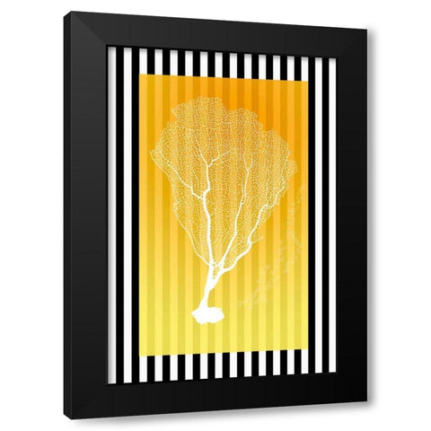 Coral Sunny Yellow Black Modern Wood Framed Art Print with Double Matting by Murdock, Ramona