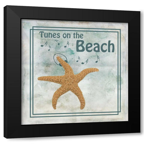 Tunes on the Beach Black Modern Wood Framed Art Print with Double Matting by Murdock, Ramona
