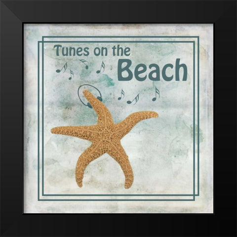Tunes on the Beach Black Modern Wood Framed Art Print by Murdock, Ramona