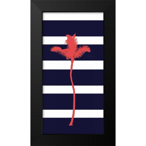 Indigo Stripe Palm Black Modern Wood Framed Art Print by Murdock, Ramona