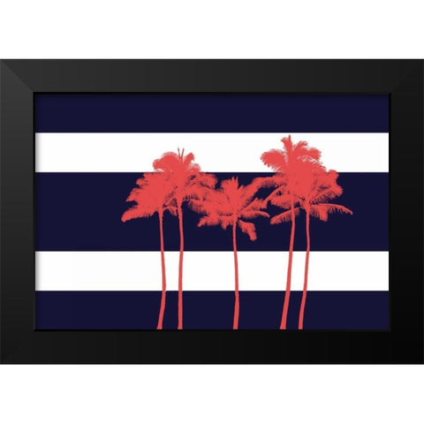 Indigo Stripe Palms I Black Modern Wood Framed Art Print by Murdock, Ramona