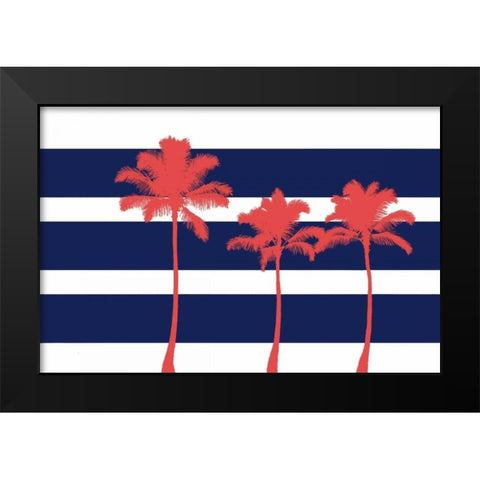 Indigo Stripe Palms II Black Modern Wood Framed Art Print by Murdock, Ramona