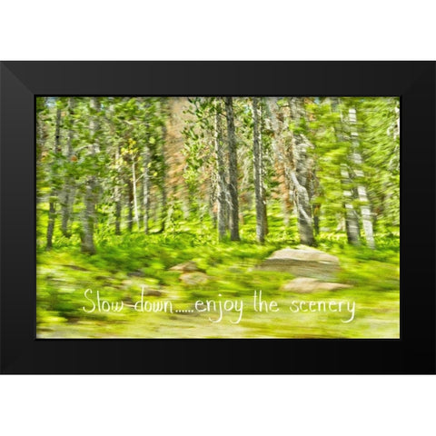 Slow Down Black Modern Wood Framed Art Print by Murdock, Ramona