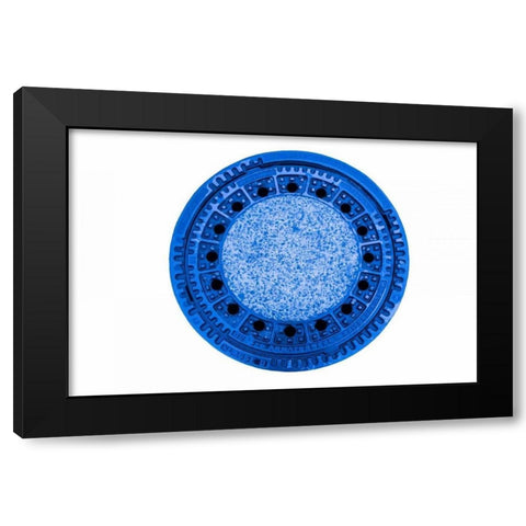 Man Hole Cover in Blue Black Modern Wood Framed Art Print with Double Matting by Murdock, Ramona