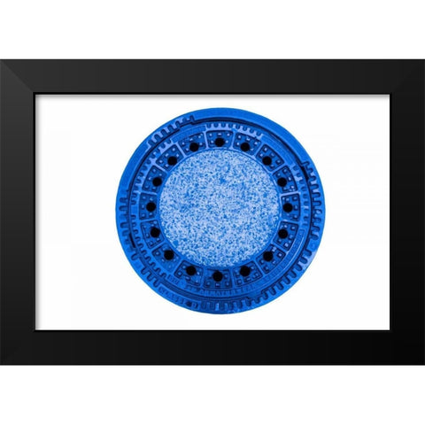 Man Hole Cover in Blue Black Modern Wood Framed Art Print by Murdock, Ramona