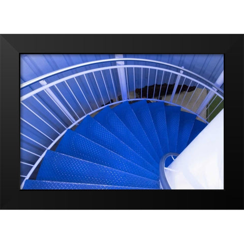 Blue Stairs Black Modern Wood Framed Art Print by Murdock, Ramona