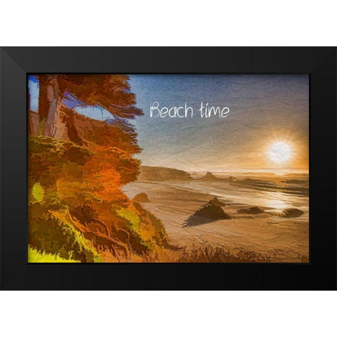 Beach Time Black Modern Wood Framed Art Print by Murdock, Ramona