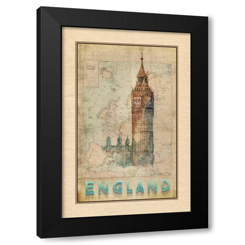 Travel England Black Modern Wood Framed Art Print by Murdock, Ramona