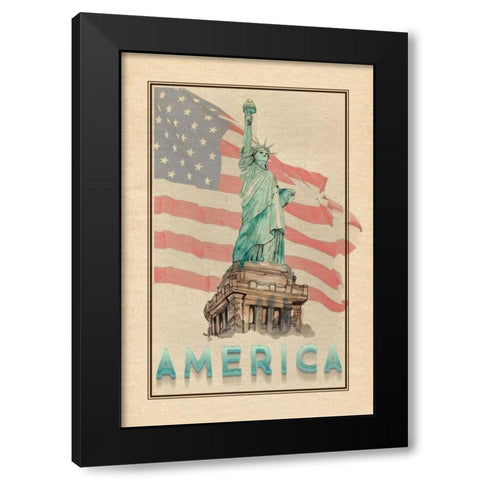 Travel America Black Modern Wood Framed Art Print with Double Matting by Murdock, Ramona