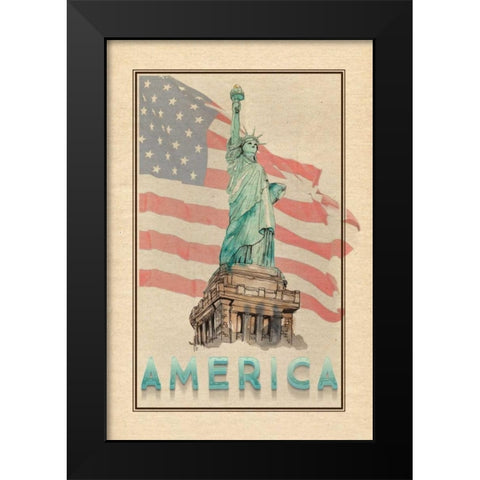 Travel America Black Modern Wood Framed Art Print by Murdock, Ramona