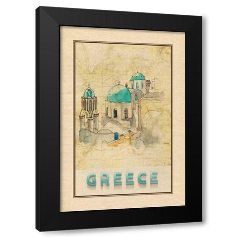 Travel Greece Black Modern Wood Framed Art Print with Double Matting by Murdock, Ramona