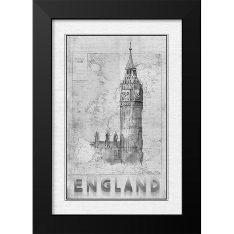 Travel England Black Modern Wood Framed Art Print by Murdock, Ramona