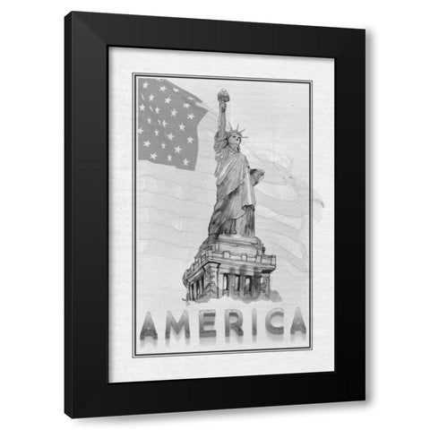 Travel America Black Modern Wood Framed Art Print with Double Matting by Murdock, Ramona