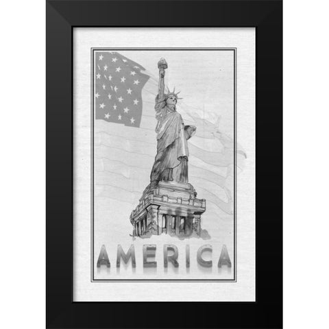 Travel America Black Modern Wood Framed Art Print by Murdock, Ramona
