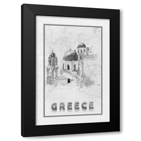 Travel Greece Black Modern Wood Framed Art Print with Double Matting by Murdock, Ramona