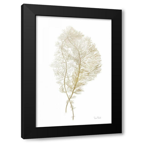 Fern Algae Gold on White Black Modern Wood Framed Art Print by Murdock, Ramona