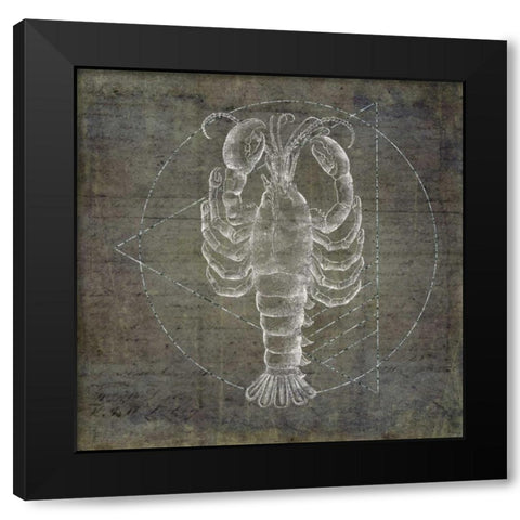 Lobster Geometric Silver Black Modern Wood Framed Art Print with Double Matting by Murdock, Ramona