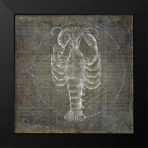 Lobster Geometric Silver Black Modern Wood Framed Art Print by Murdock, Ramona