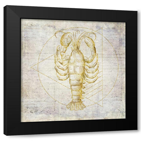 Lobster Geometric Gold Black Modern Wood Framed Art Print with Double Matting by Murdock, Ramona