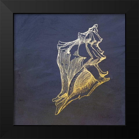 Golden Seashell Black Modern Wood Framed Art Print by Murdock, Ramona