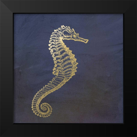 Golden Seahorse Black Modern Wood Framed Art Print by Murdock, Ramona