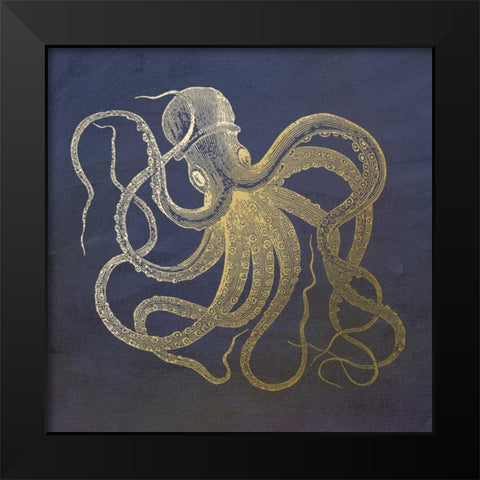 Golden Octopus Black Modern Wood Framed Art Print by Murdock, Ramona