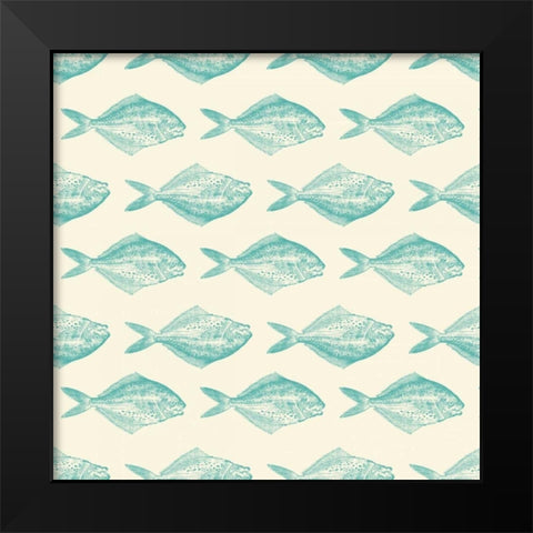 Fish Pattern Black Modern Wood Framed Art Print by Murdock, Ramona