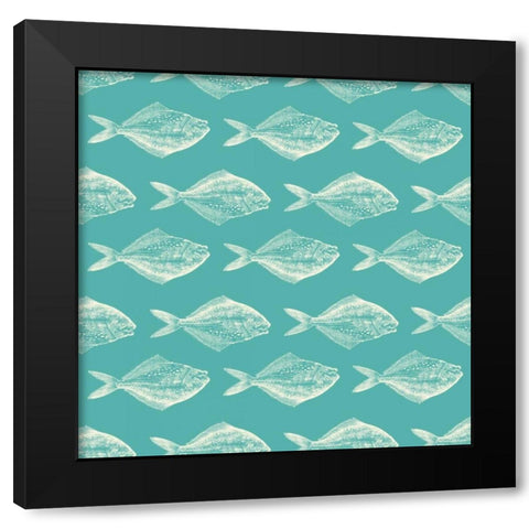 Fish Pattern Black Modern Wood Framed Art Print with Double Matting by Murdock, Ramona