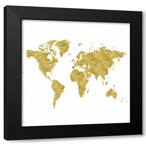 World Map Burnished Gold Black Modern Wood Framed Art Print by Murdock, Ramona