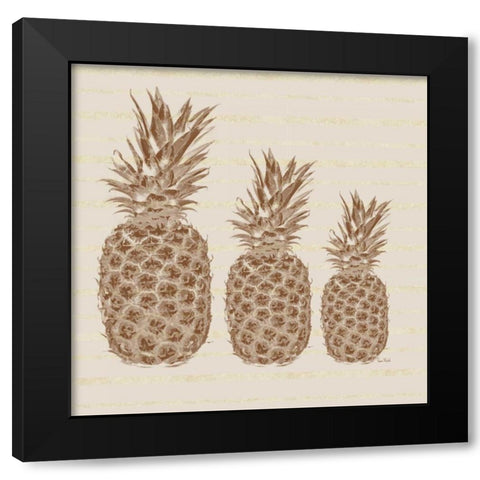 Three Pineapples Black Modern Wood Framed Art Print by Murdock, Ramona