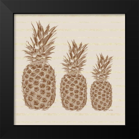 Three Pineapples Black Modern Wood Framed Art Print by Murdock, Ramona