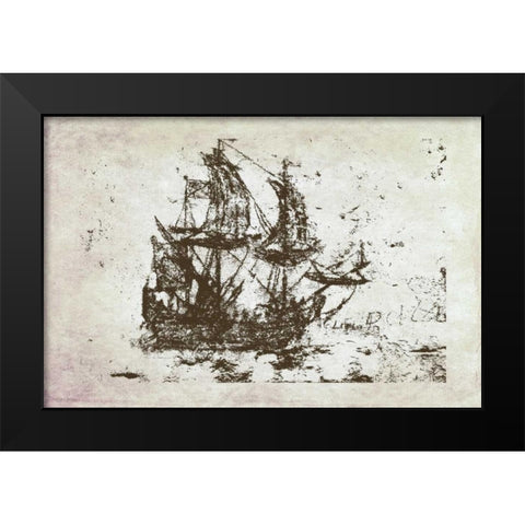 Primitive Frigate II Black Modern Wood Framed Art Print by Murdock, Ramona