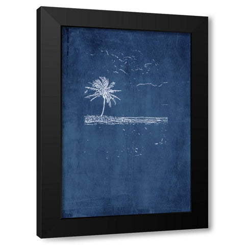 Navy Beach Palm I Black Modern Wood Framed Art Print with Double Matting by Murdock, Ramona
