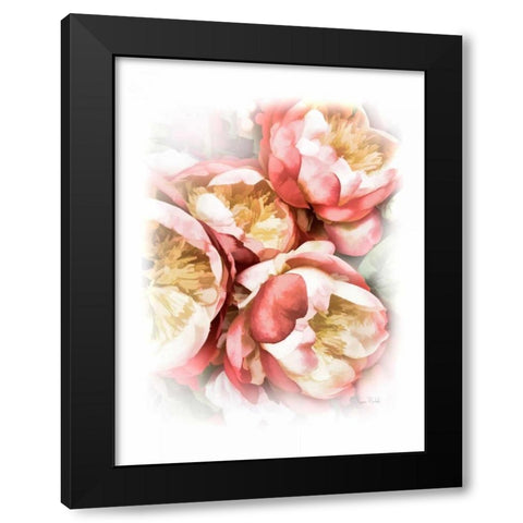 Peach Peony Black Modern Wood Framed Art Print with Double Matting by Murdock, Ramona