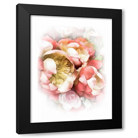 Peach Peony II Black Modern Wood Framed Art Print by Murdock, Ramona