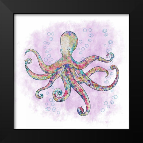 Octopus Flower Garden Black Modern Wood Framed Art Print by Murdock, Ramona