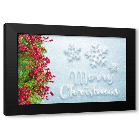 Merry Christmas Black Modern Wood Framed Art Print with Double Matting by Murdock, Ramona