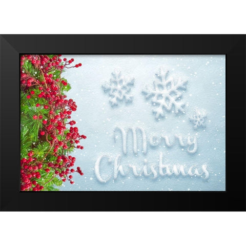 Merry Christmas Black Modern Wood Framed Art Print by Murdock, Ramona
